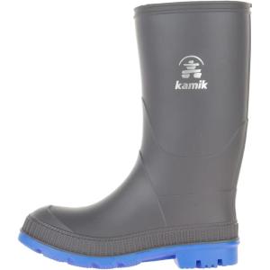 Kamik Stomp Kids Rain Boots, 100% Waterproof Kids Boots(Charcoal/Blue)