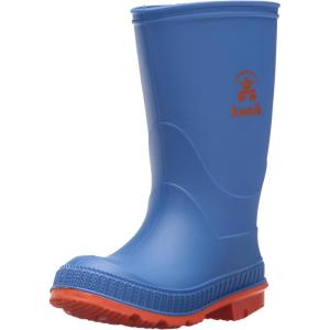 Kamik Stomp Kids Rain Boots, 100% Waterproof Kids Boots(Strong Blue/Orange)