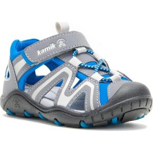 Kamik boy’s Kick (Toddler/Little Big Kid) Closed Sandals(Charcoal/Blue)