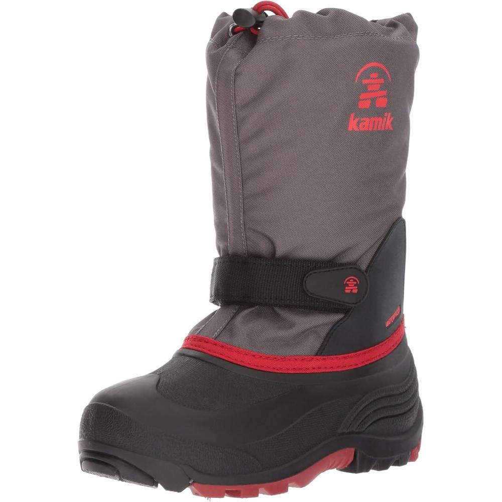 imageKamik Waterbug 5 Snow Boots for Kids Warm  Waterproof Kids BootsCharcoalRed