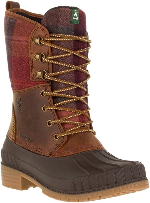 imageKamik Womens Sienna 2 Winter BootDark BrownRed Plaid